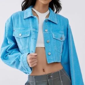 Urban Outfitters BDG Blue Carissa Cropped Corduroy Jacket